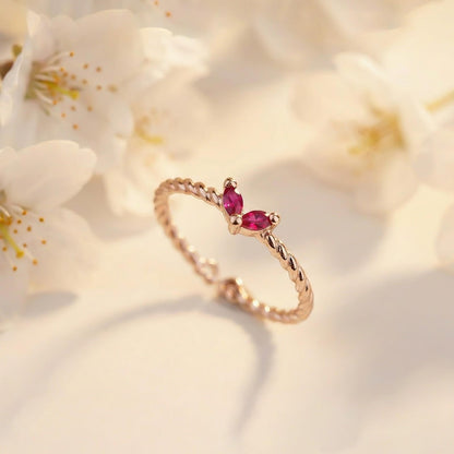 Rose Gold Ruby Danaid Heart Ring