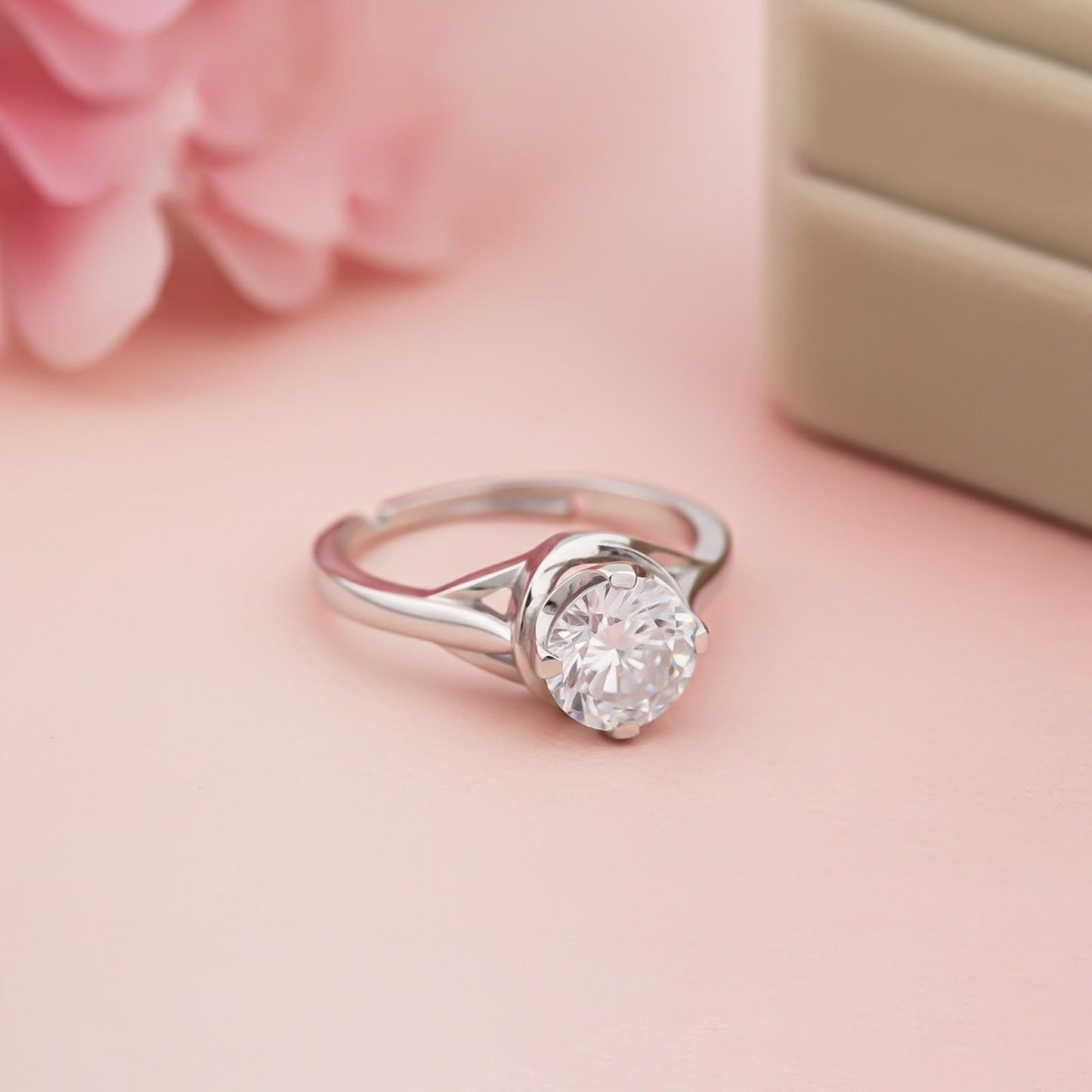 Silver Minimal Solitaire Ring