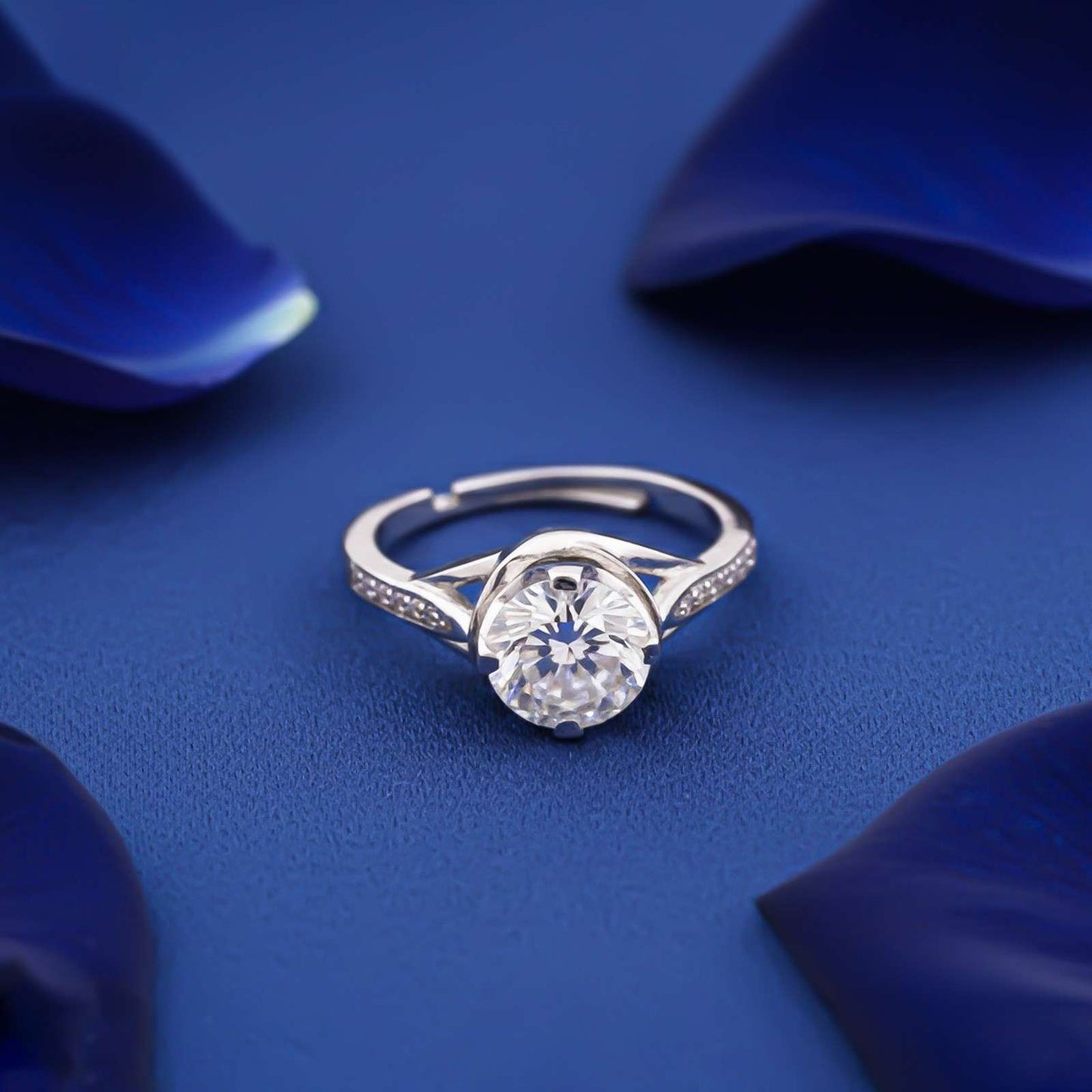 Silver Minimal Solitaire Ring