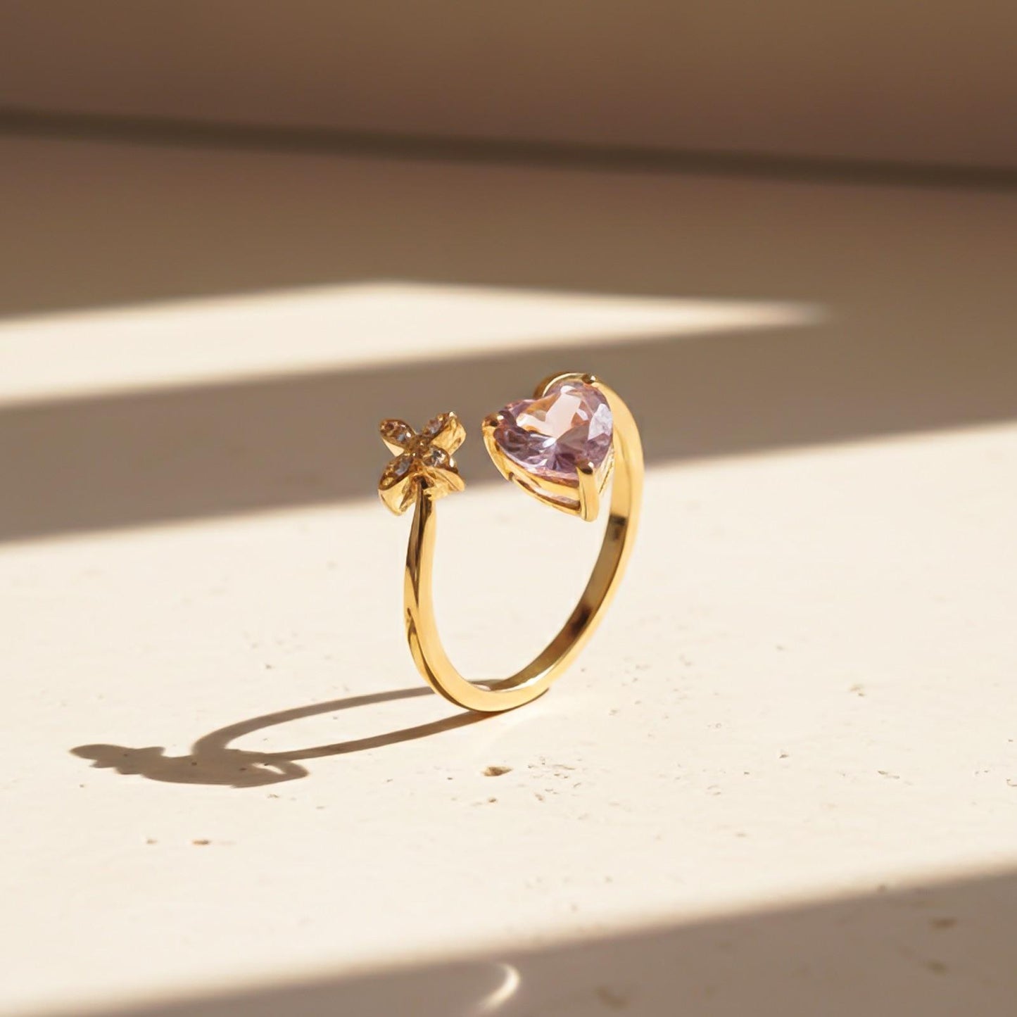 Golden Open Heart Stackable Ring