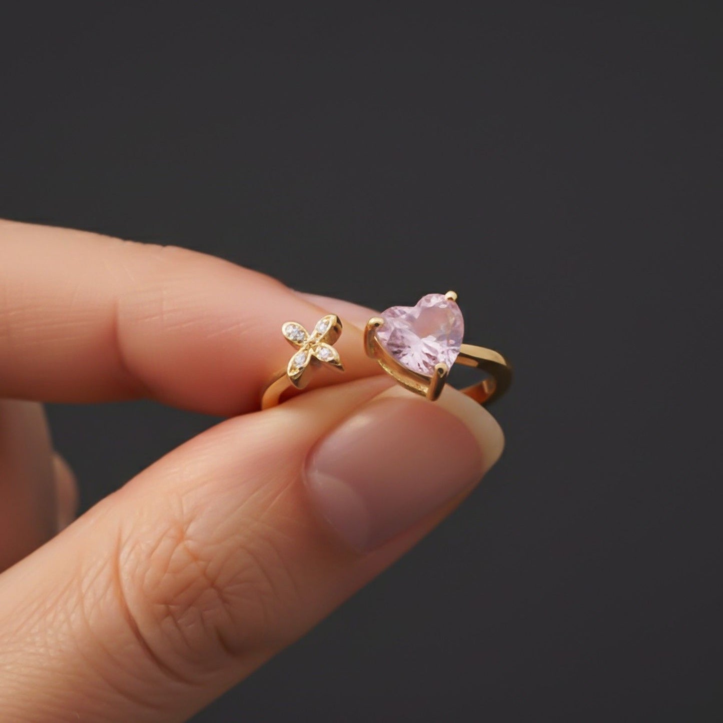 Golden Open Heart Stackable Ring