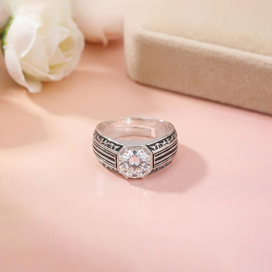 Silver Black Enamel Ring For Men