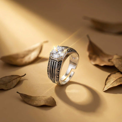 Silver Black Enamel Ring For Men