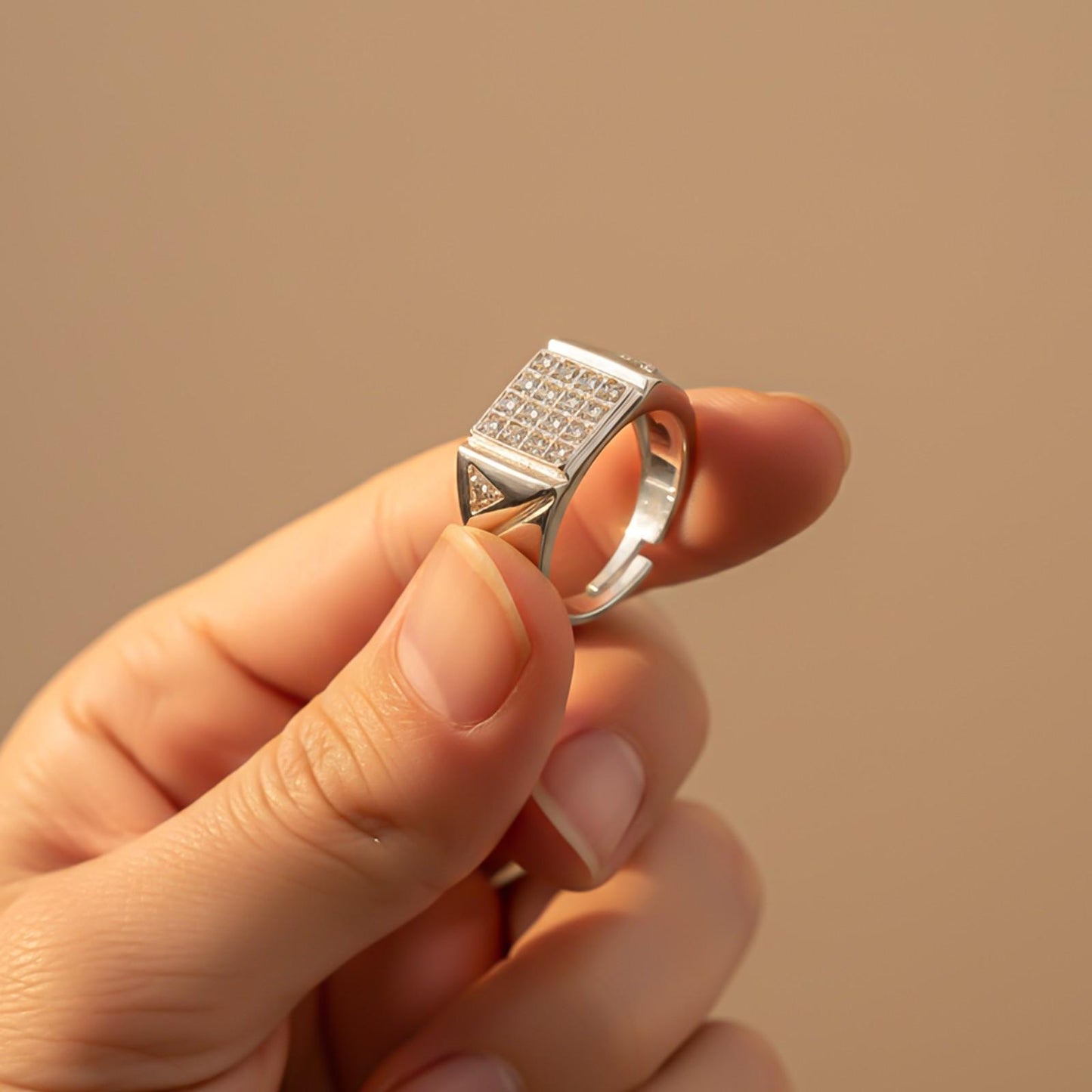 Silver Cluster Ring Band For Him