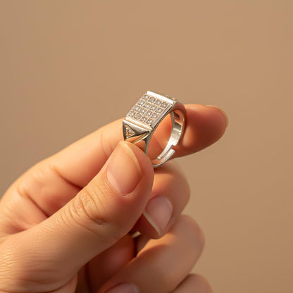 Silver Cluster Ring Band For Him