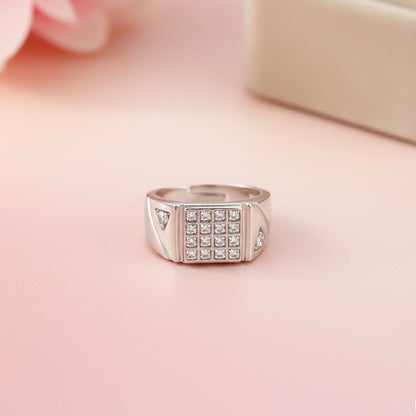 Silver Cluster Ring Band For Him