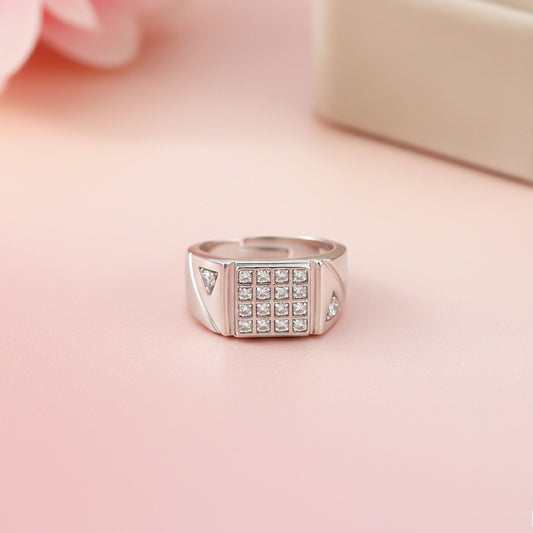 Silver Cluster Ring Band For Him