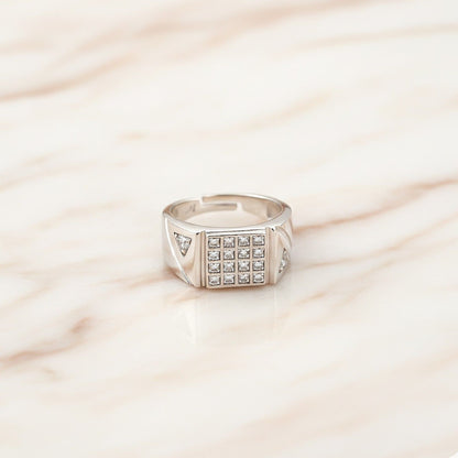 Silver Cluster Ring Band For Him