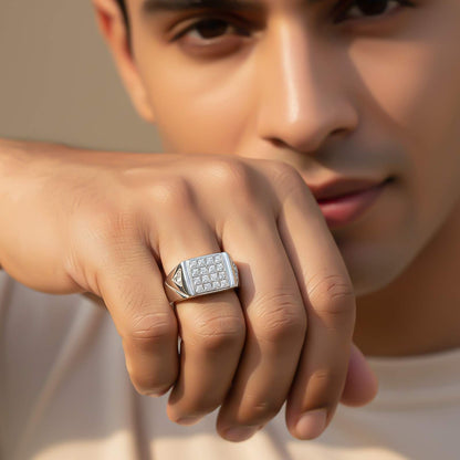 Silver Cluster Ring Band For Him