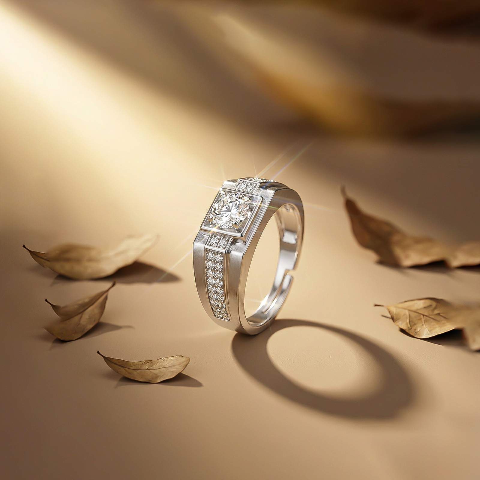 Silver Cocktail Solitaire Ring For Men's