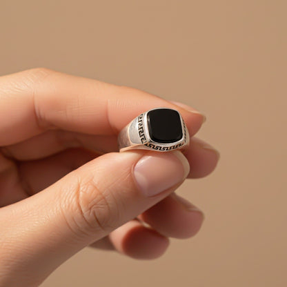 Silver Black Onyx Turkish Ring For Him