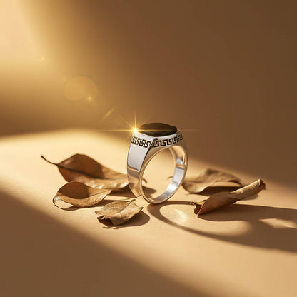 Silver Black Onyx Turkish Ring For Him