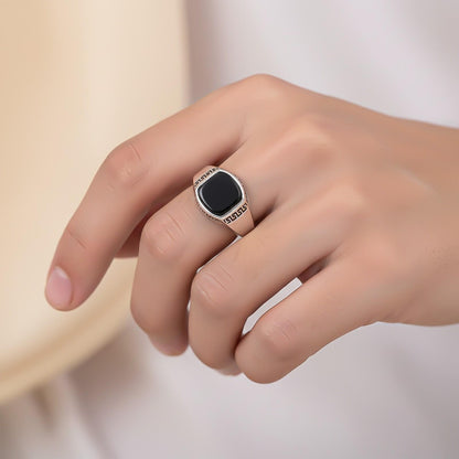 Silver Black Onyx Turkish Ring For Him