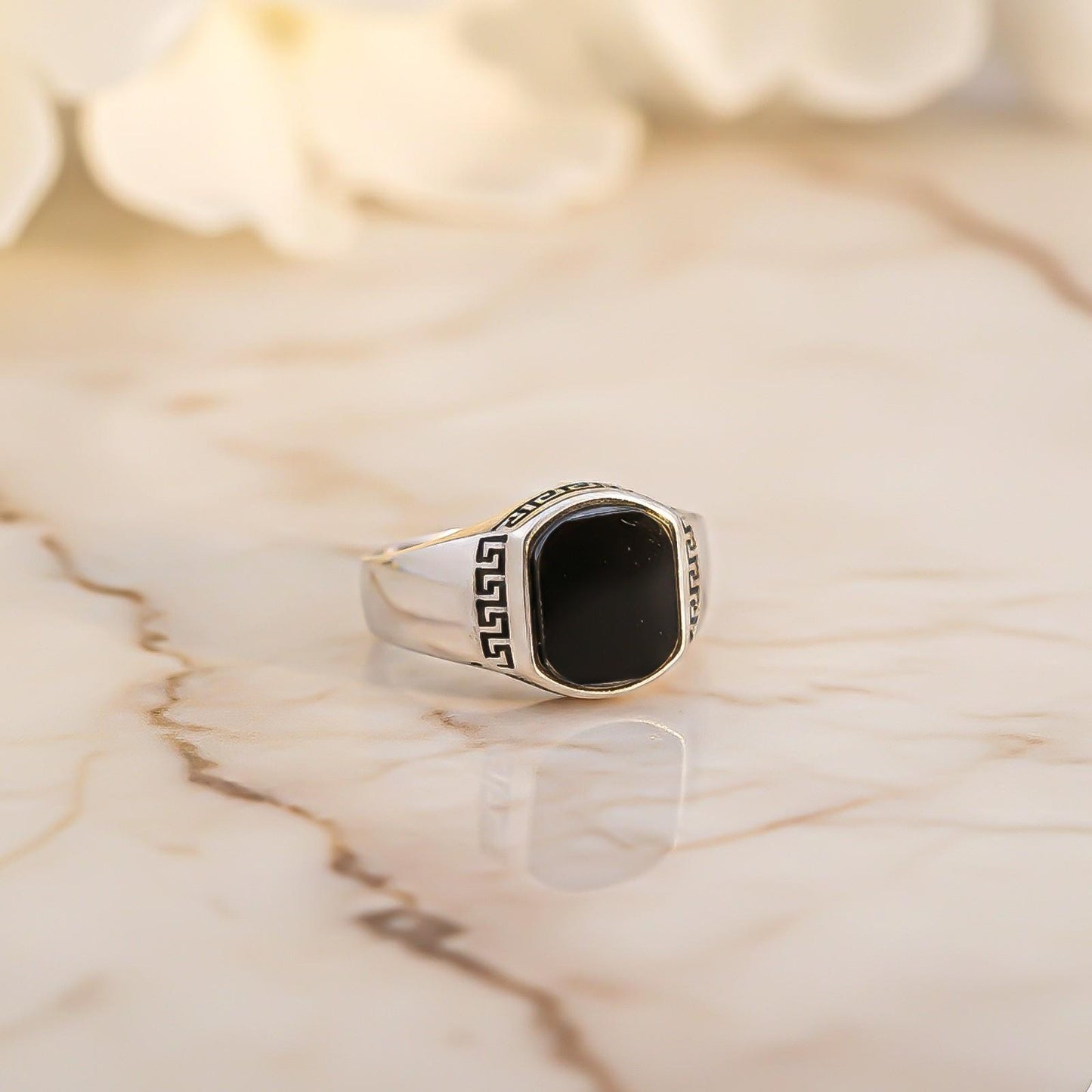 Silver Black Onyx Turkish Ring For Him