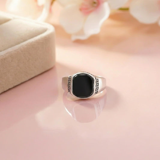 Silver Black Onyx Turkish Ring For Him
