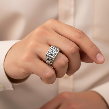 Silver Illuminate Enamel Ring For Him
