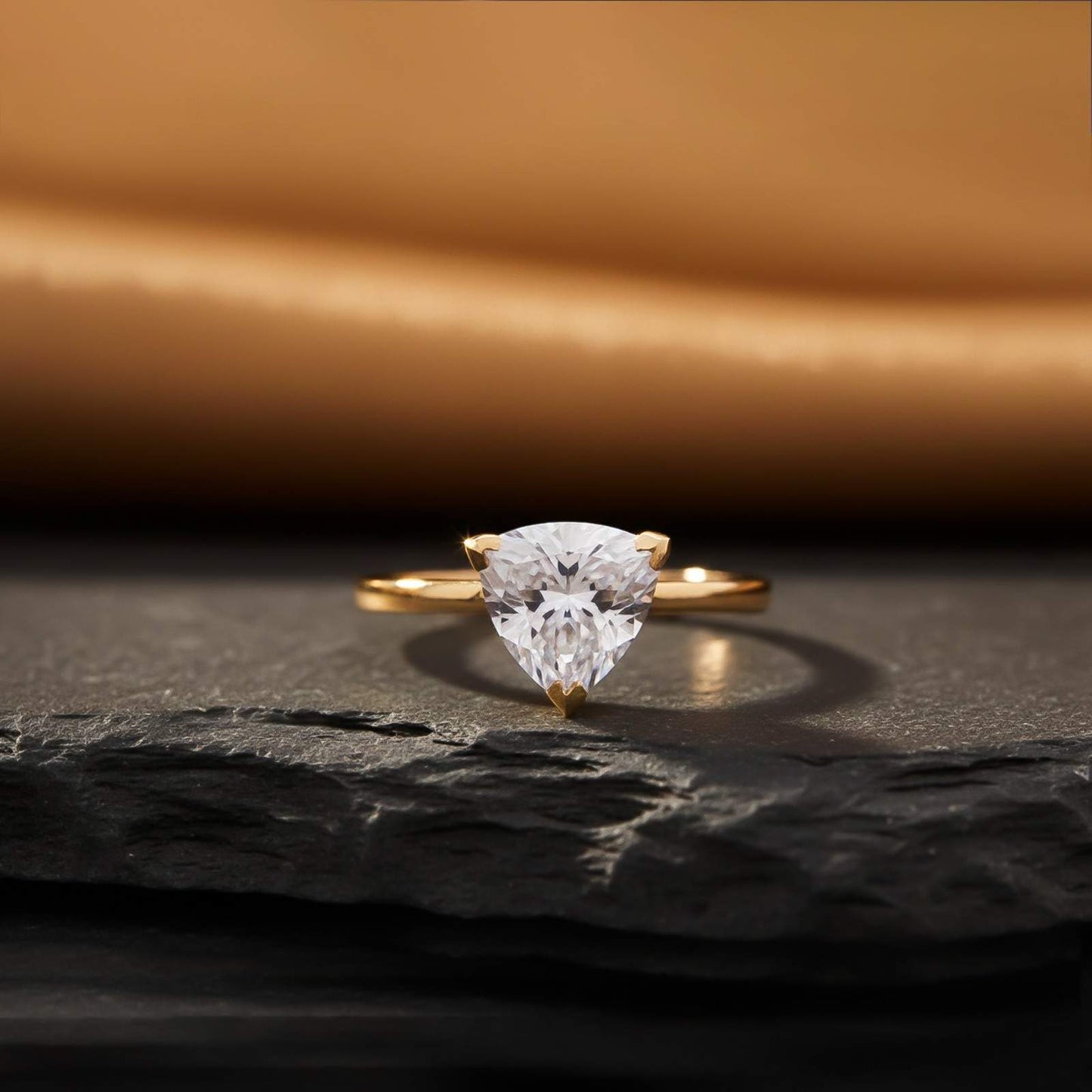 Golden Luxury Trillion Ring For Her