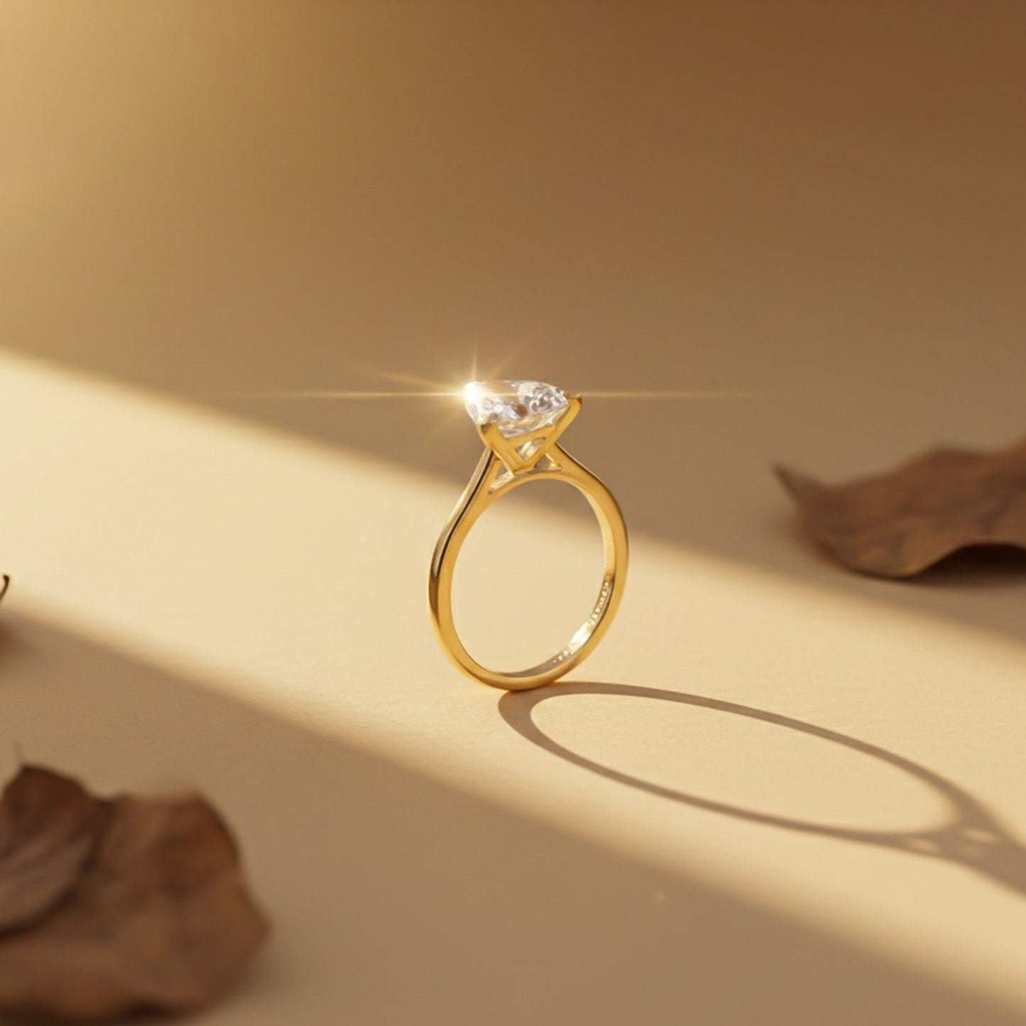 Golden Luxury Trillion Ring For Her