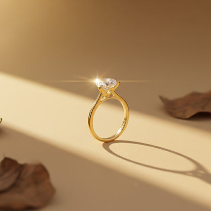 Golden Luxury Trillion Ring For Her