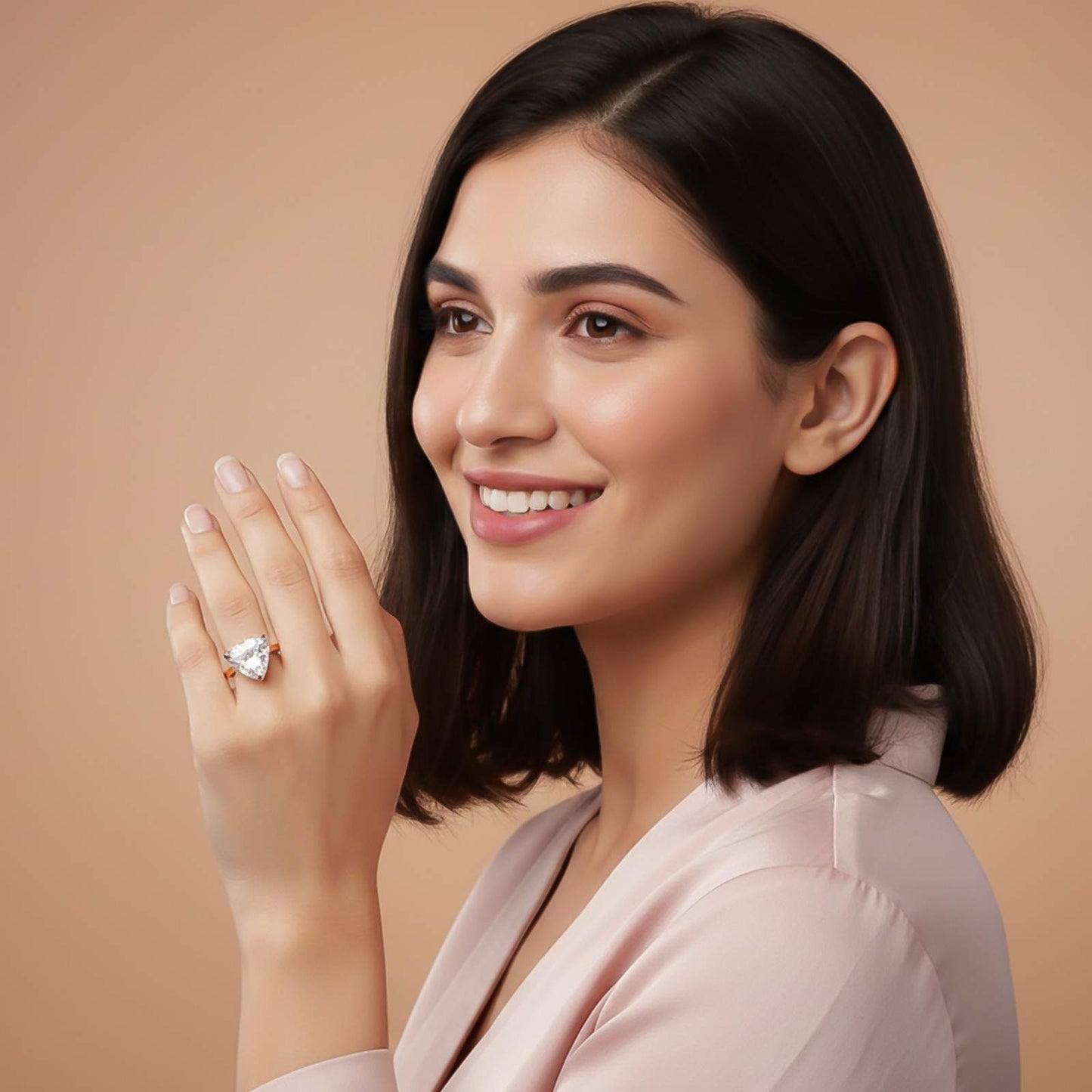 Golden Luxury Trillion Ring For Her