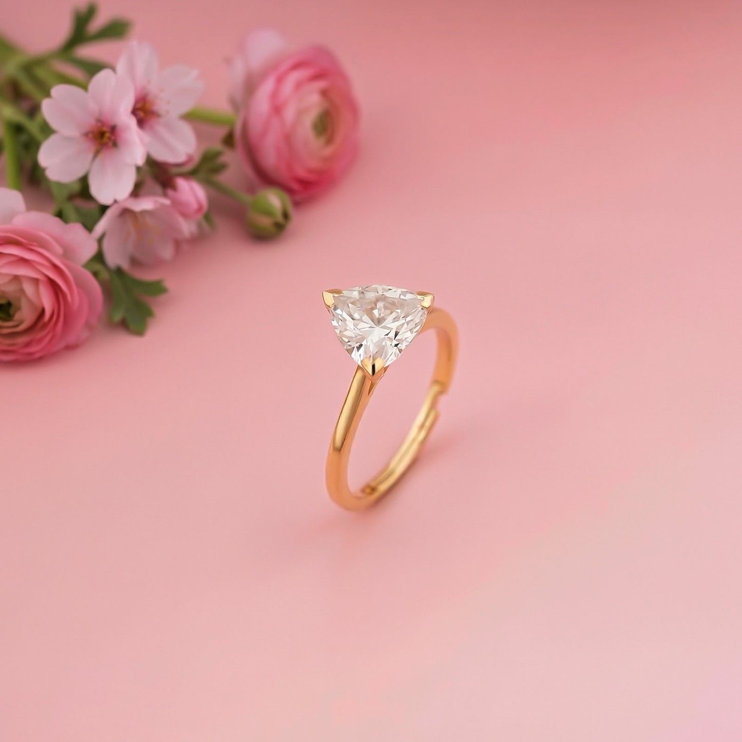 Golden Luxury Trillion Ring For Her