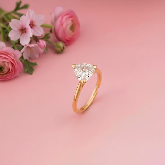 Golden Luxury Trillion Ring For Her