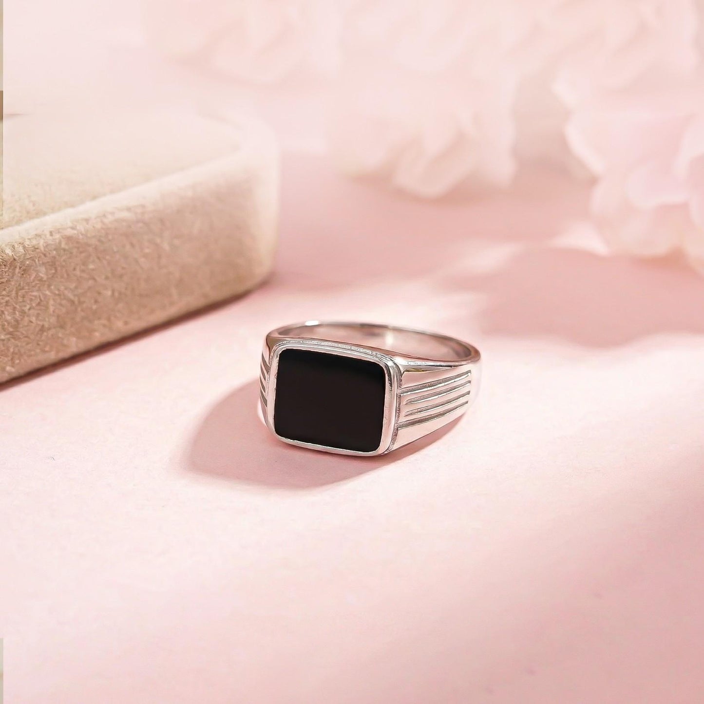 Silver Rectangular Signet Ring for Men