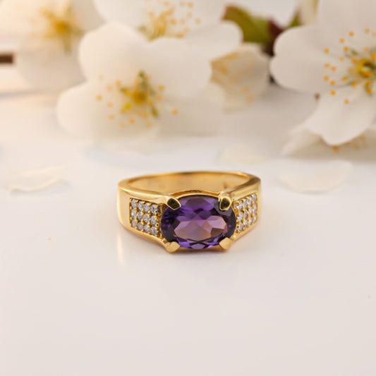 Silver Purple Royal Edge Ring For Him