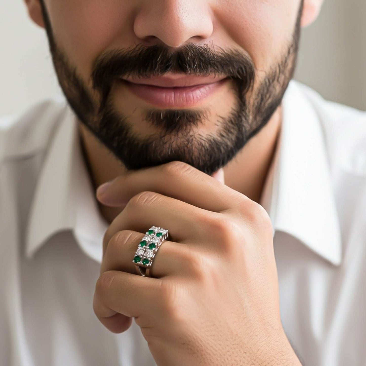 Silver Cluster Statement Ring For Him
