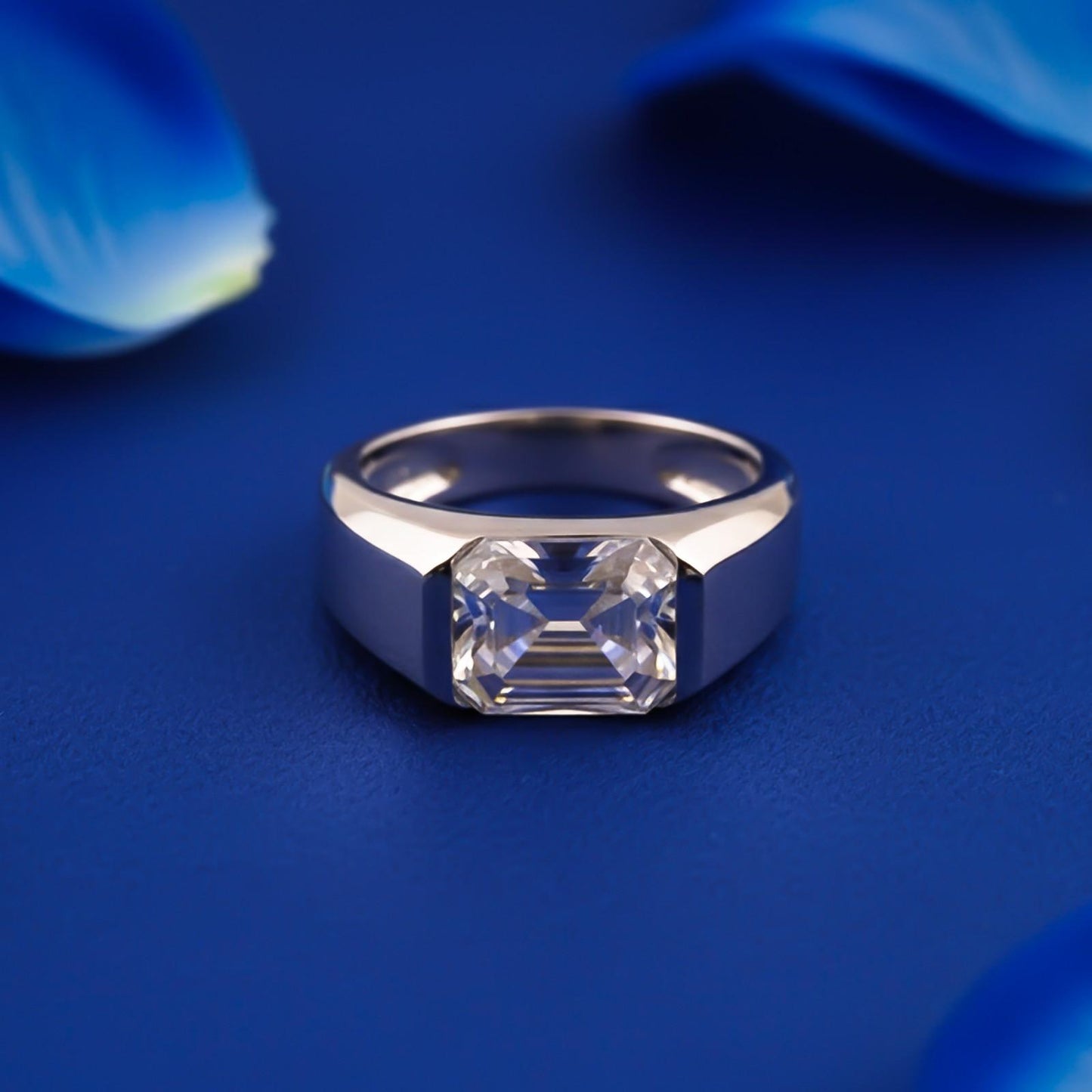 Silver Emerald Cut Signet Ring For Him