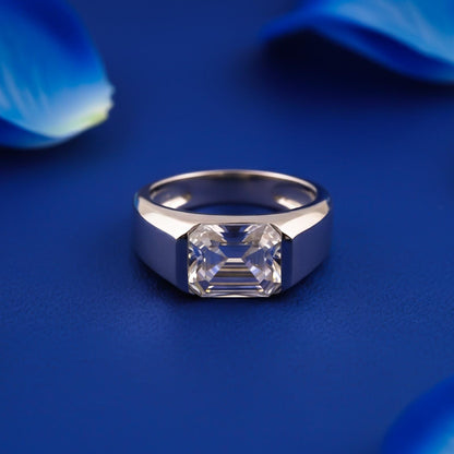 Silver Emerald Cut Signet Ring For Him
