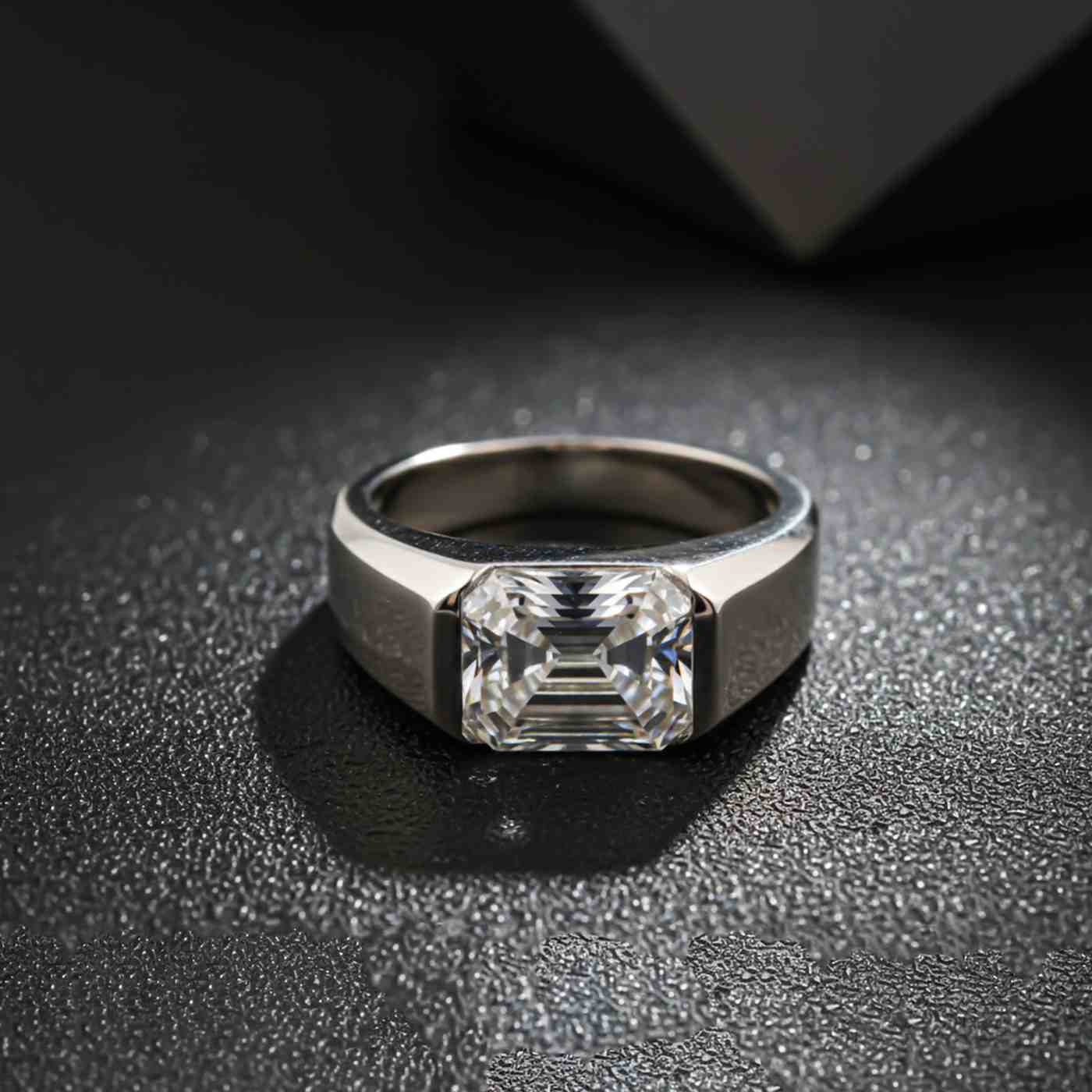 Silver Emerald Cut Signet Ring For Him