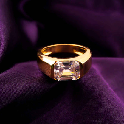 Silver Emerald Cut Signet Ring For Him