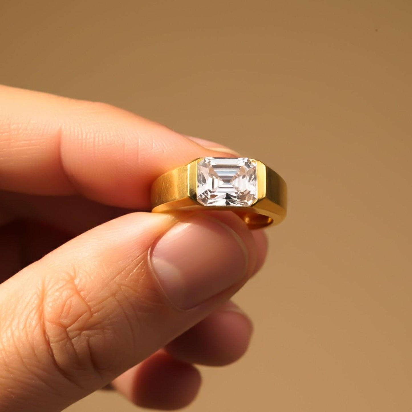 Silver Emerald Cut Signet Ring For Him