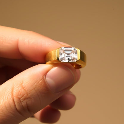 Silver Emerald Cut Signet Ring For Him