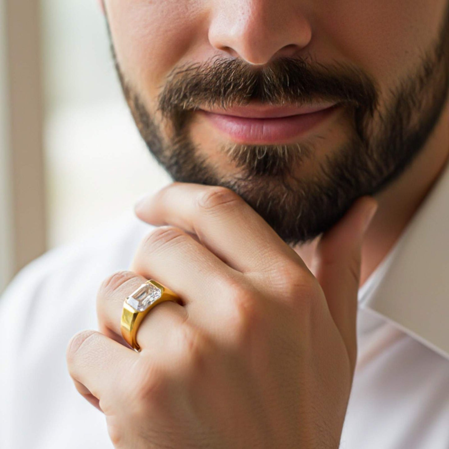Silver Emerald Cut Signet Ring For Him