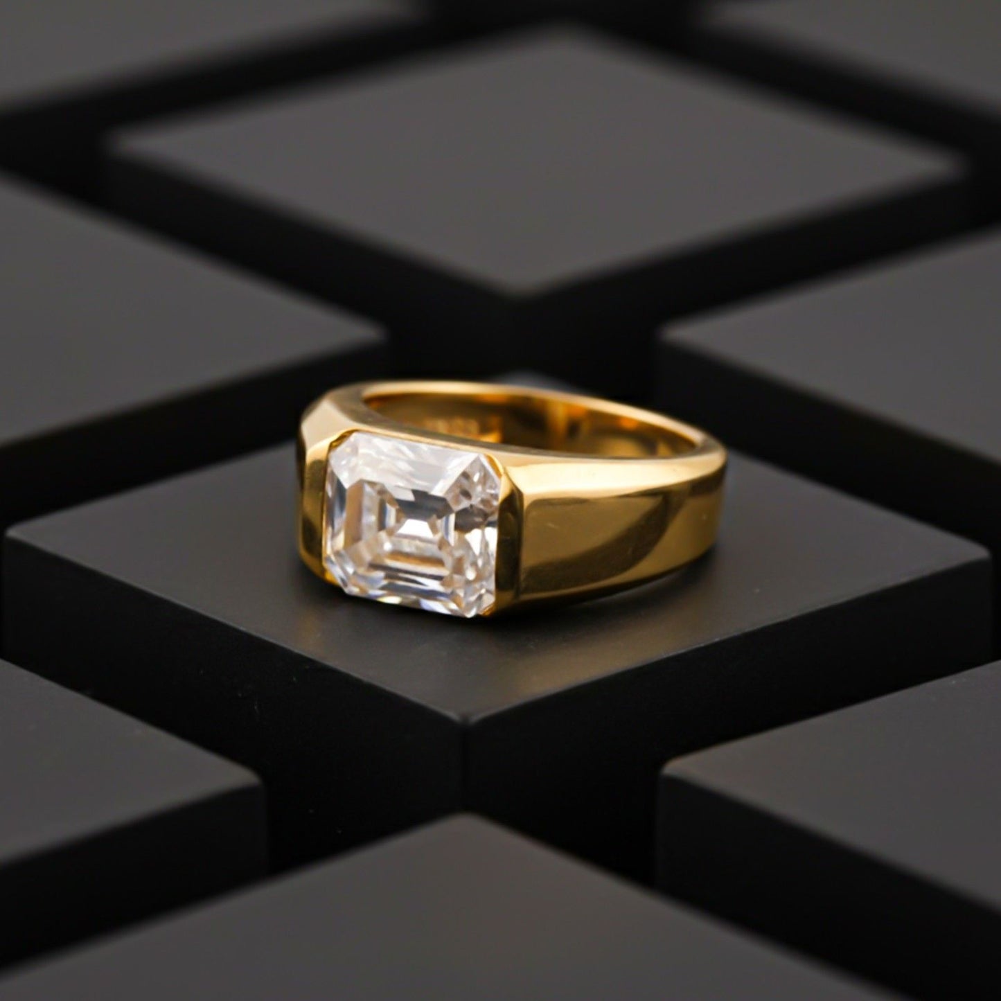 Silver Emerald Cut Signet Ring For Him