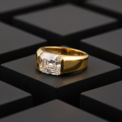 Silver Emerald Cut Signet Ring For Him