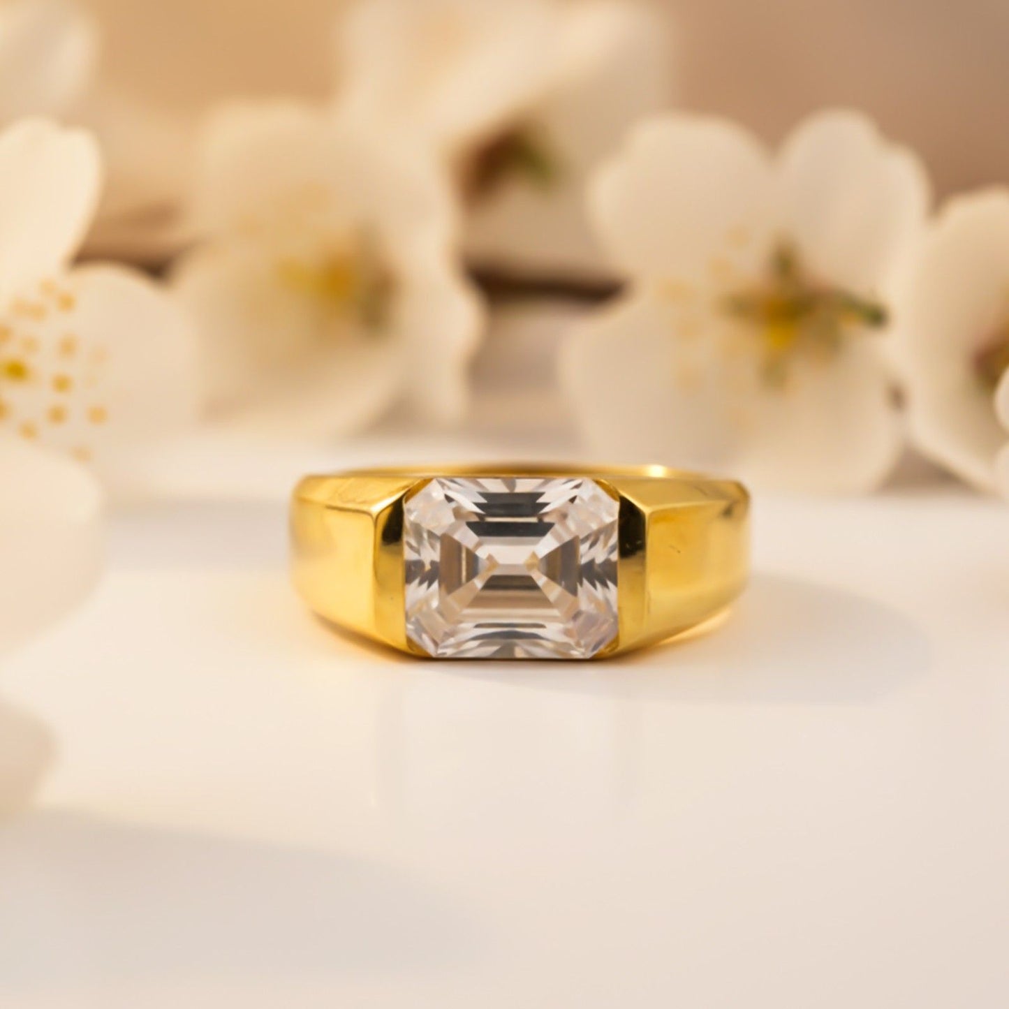Silver Emerald Cut Signet Ring For Him