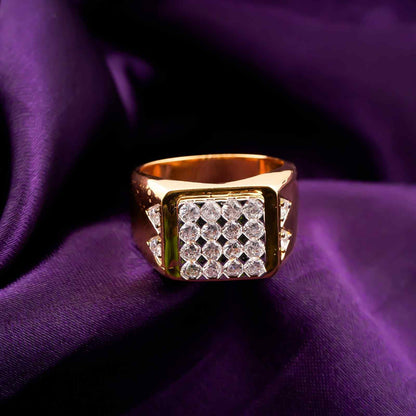 Silver Square Cluster Signet Ring for For Him