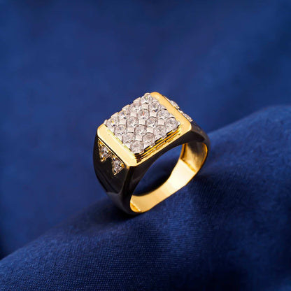 Silver Square Cluster Signet Ring for For Him
