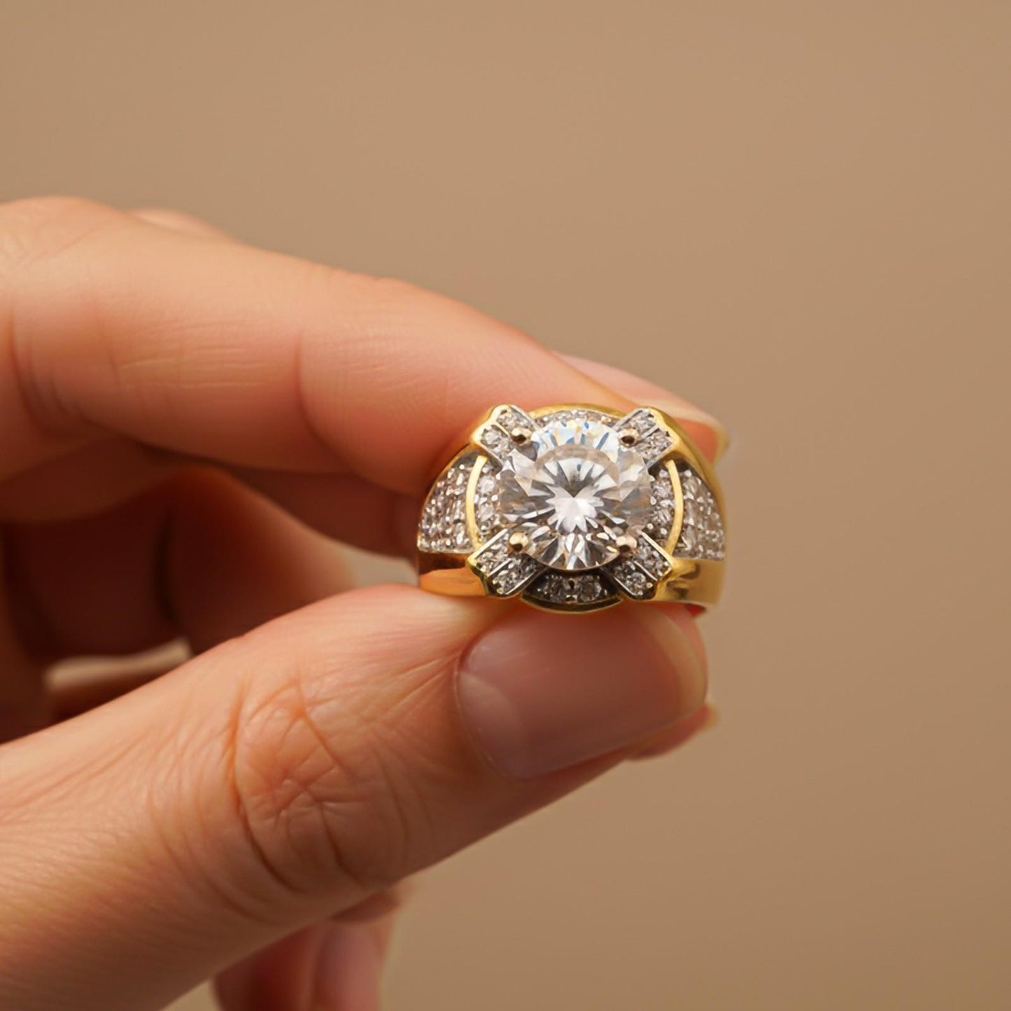 Silver Halo Statement Ring for Him