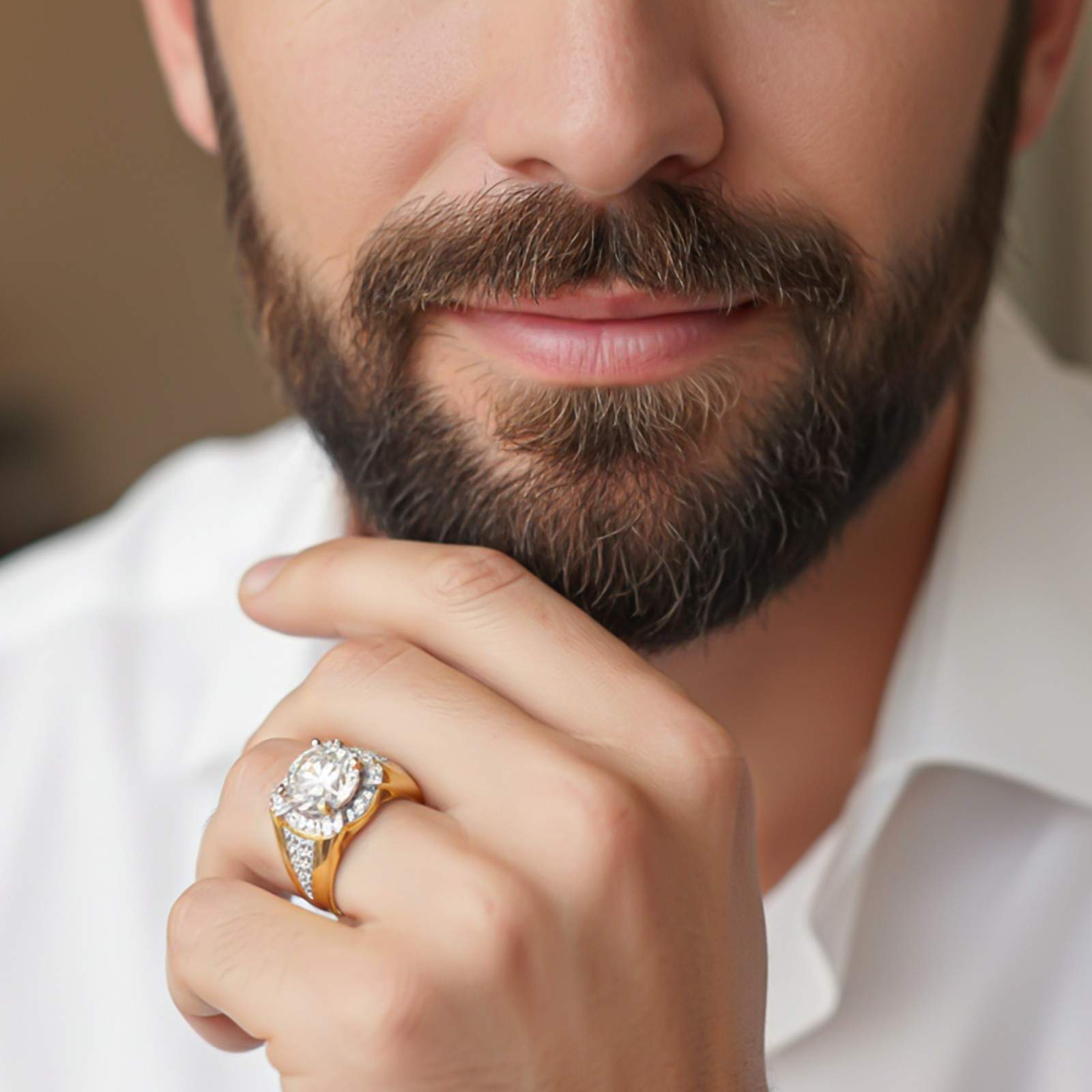 Silver Halo Statement Ring for Him