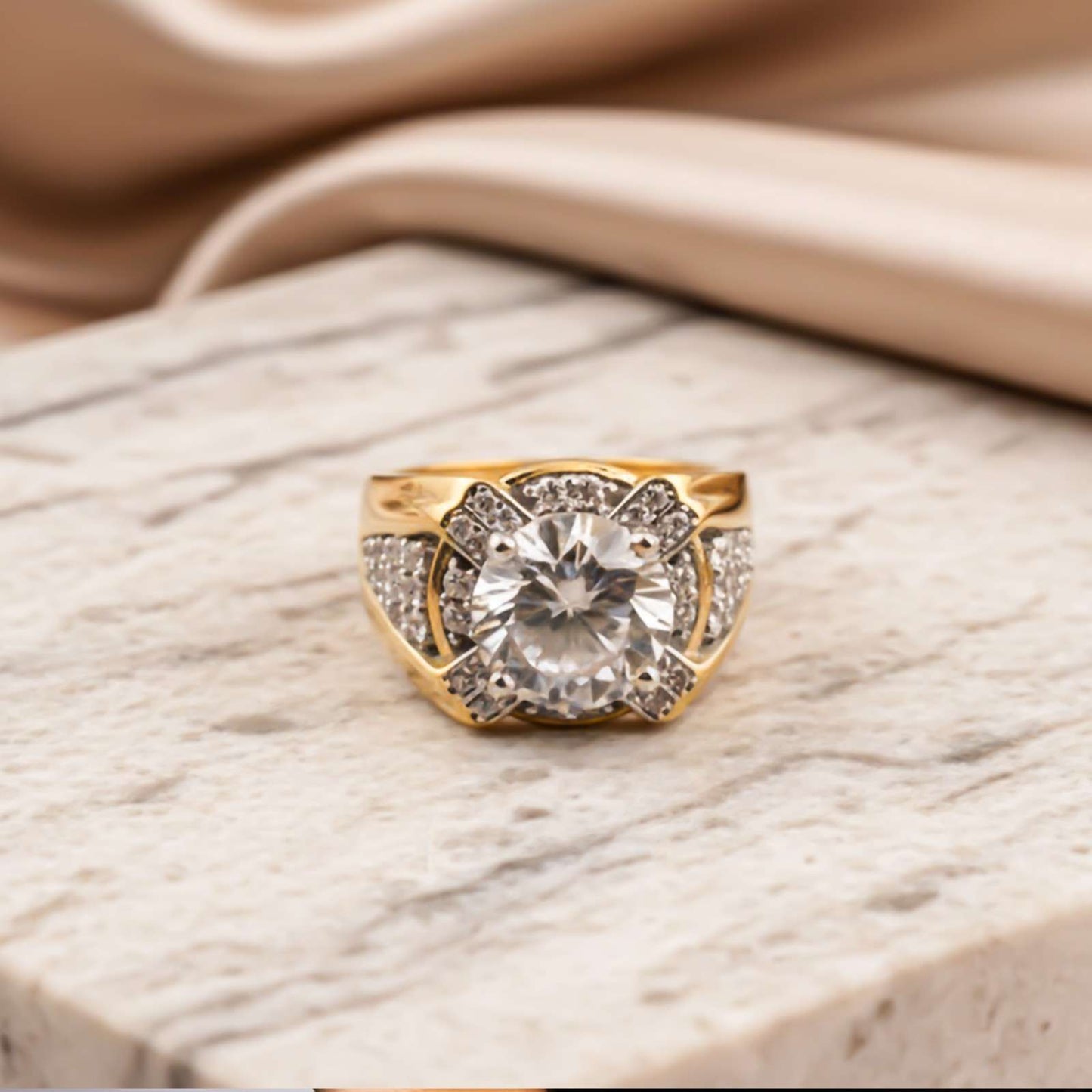 Silver Halo Statement Ring for Him