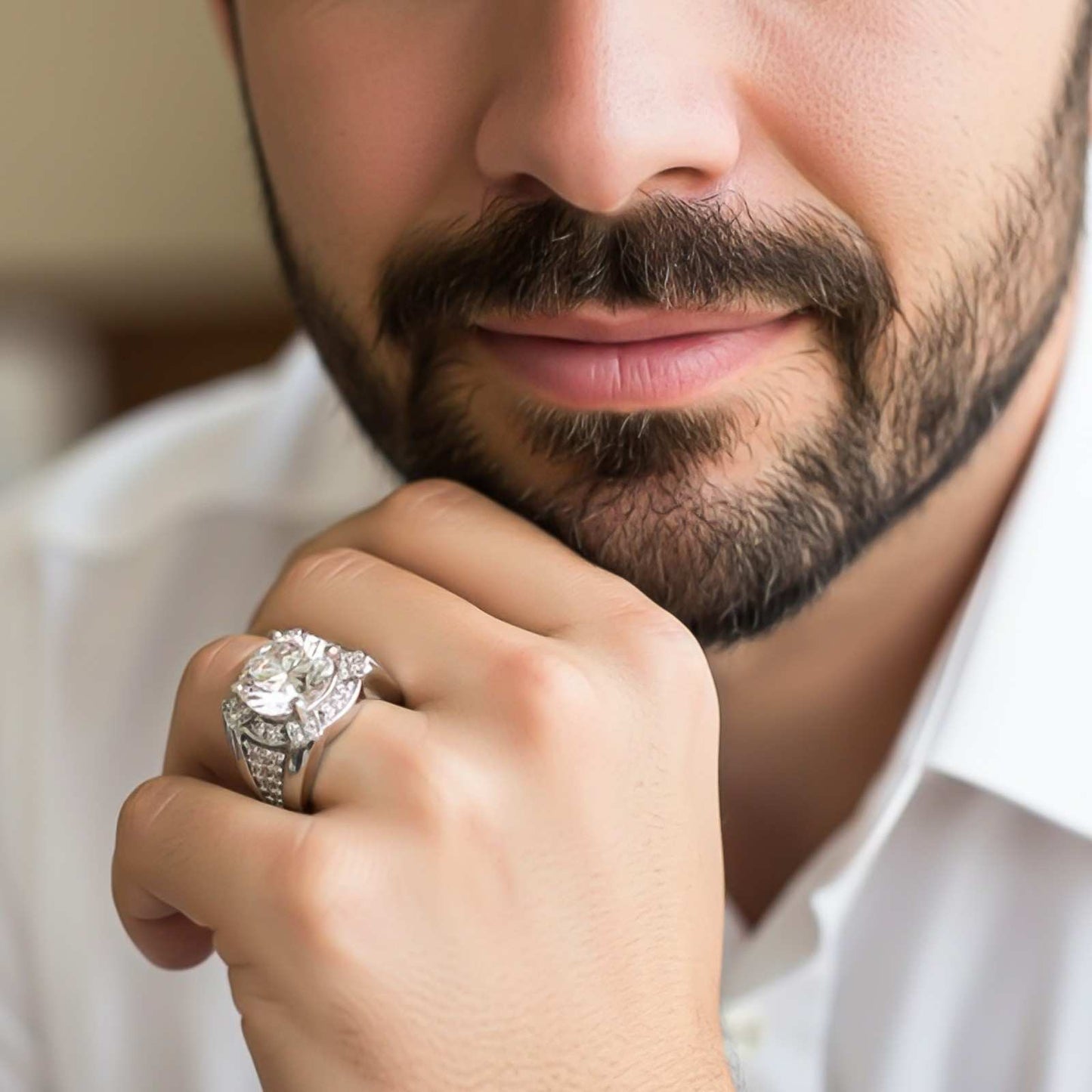 Silver Halo Statement Ring for Him