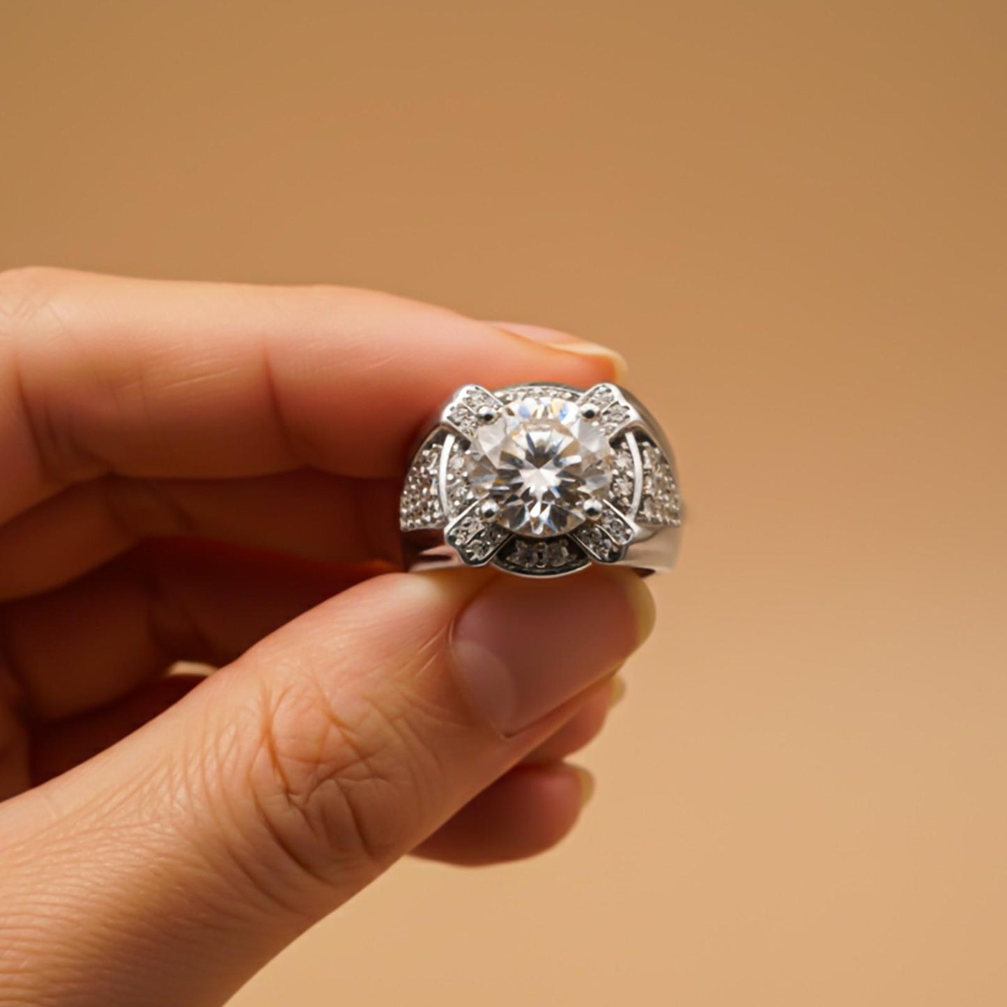 Silver Halo Statement Ring for Him