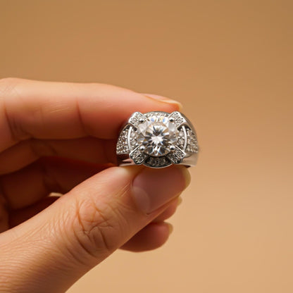Silver Halo Statement Ring for Him
