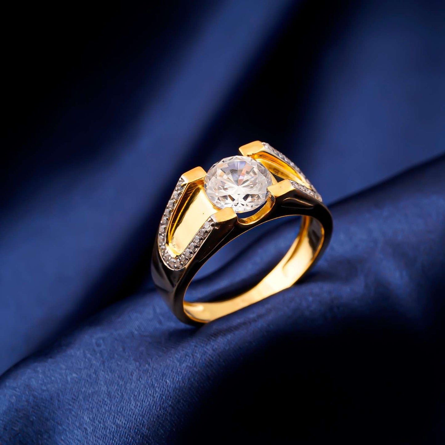 Silver Solitaire Statement Ring for Him