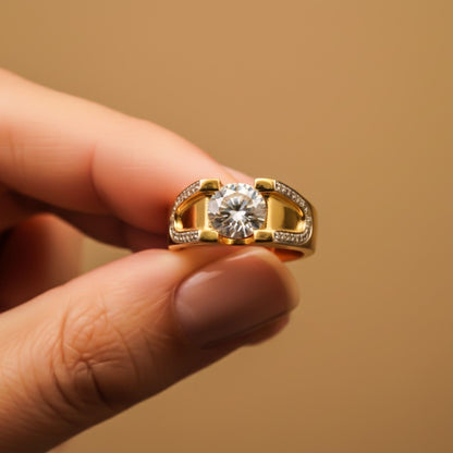 Silver Solitaire Statement Ring for Him