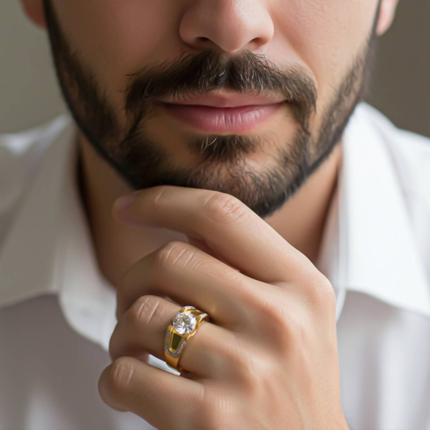 Silver Solitaire Statement Ring for Him